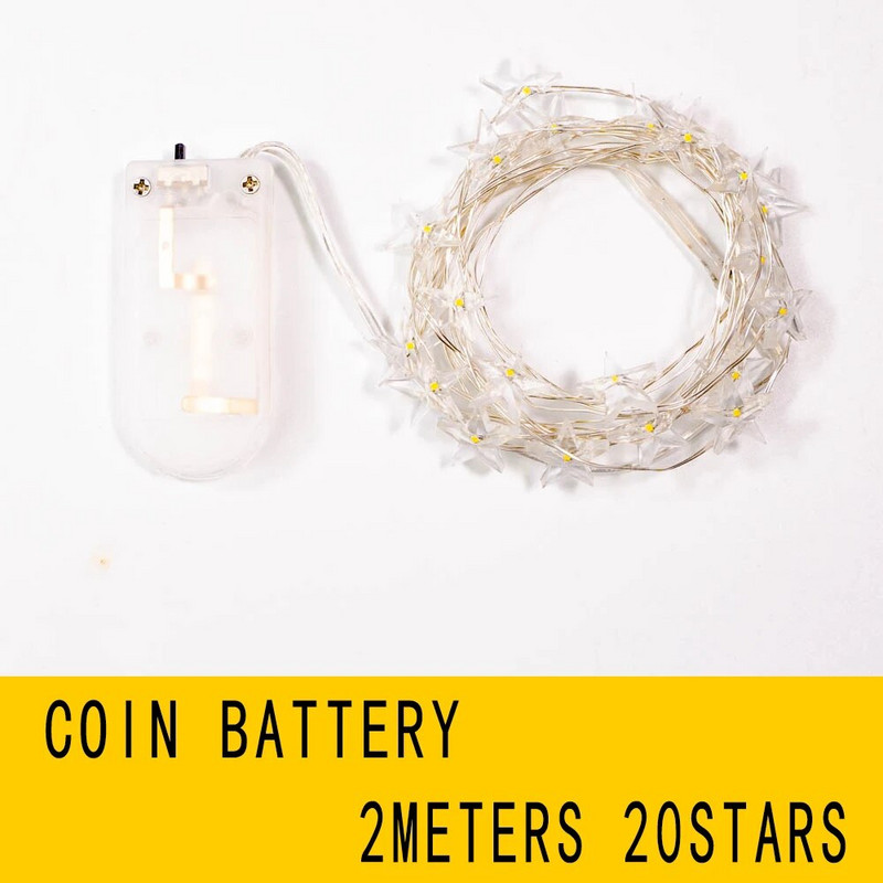 Led Star String Lights Bakrena žica Fairy Lights Cr2032 Mali Božić na baterije za svatove Dekoracija spavaće sobe