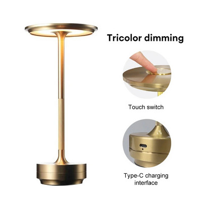 LED vezeték nélküli asztali lámpa újratölthető asztali lámpa LED érintőképernyős éjszakai lámpa vezeték nélküli olvasólámpa étteremhez Hotel hálószoba lámpa