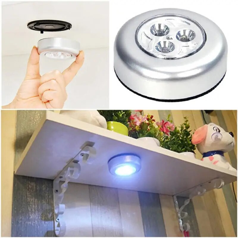 Lampă rotundă Utilizați lumină de noapte Lumină mică cu LED reîncărcabilă pentru casă, bucătărie, dormitor, stick portabil pe lampă, lumină de urgență
