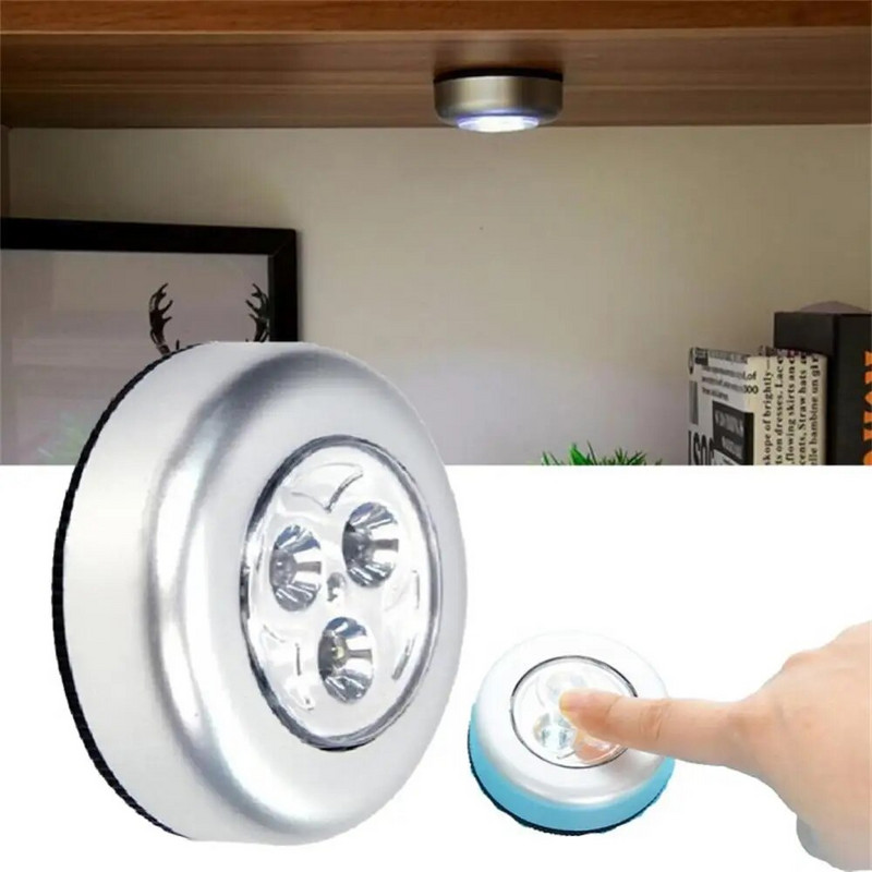 Lampă rotundă Utilizați lumină de noapte Lumină mică cu LED reîncărcabilă pentru casă, bucătărie, dormitor, stick portabil pe lampă, lumină de urgență