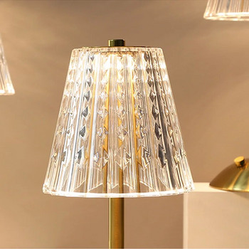 Nordic Crystal Акумулаторна настолна лампа LED бар лампа Сензорна димируема златна настолна лампа Хол Спалня Хотелска лампа Нощна лампа
