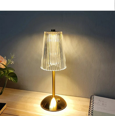 Nordijska kristalna punjiva stolna svjetiljka LED barska svjetiljka na dodir Zlatna stolna svjetiljka s mogućnošću prigušivanja Dnevni boravak Spavaća soba Hotelska lampa Noćna lampa