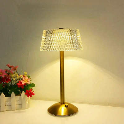 Krištolo stalinės lempos Diamond Retro Led Bar Stalinė lempa USB įkraunama akių apsauga naktinė lemputė miegamojo viešbučio biuro vestuvėms