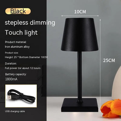 USB asztali lámpa Type-C 5200mAh akkumulátor Vezeték nélküli újratölthető IP54 Vízálló Luxus éjjeli szoba dekoráció Led lámpák Otthoni dekoráció