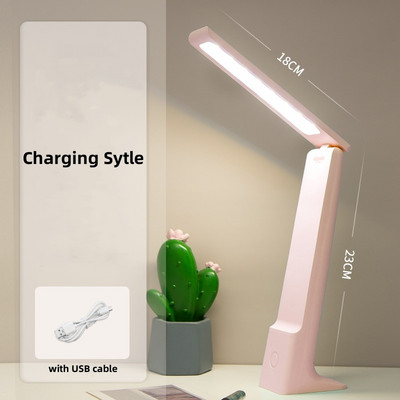 Asztali lámpa LED-es olvasólámpák 3 színű, szabályozható, érintéssel összehajtható USB újratölthető tanulóasztali lámpa Diák olvasó éjjeli lámpa