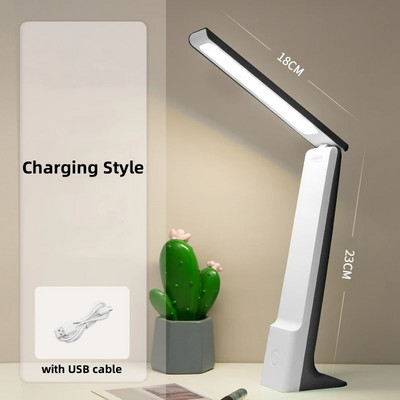 Asztali lámpa LED-es olvasólámpák 3 színű, szabályozható, érintéssel összehajtható USB újratölthető tanulóasztali lámpa Diák olvasó éjjeli lámpa
