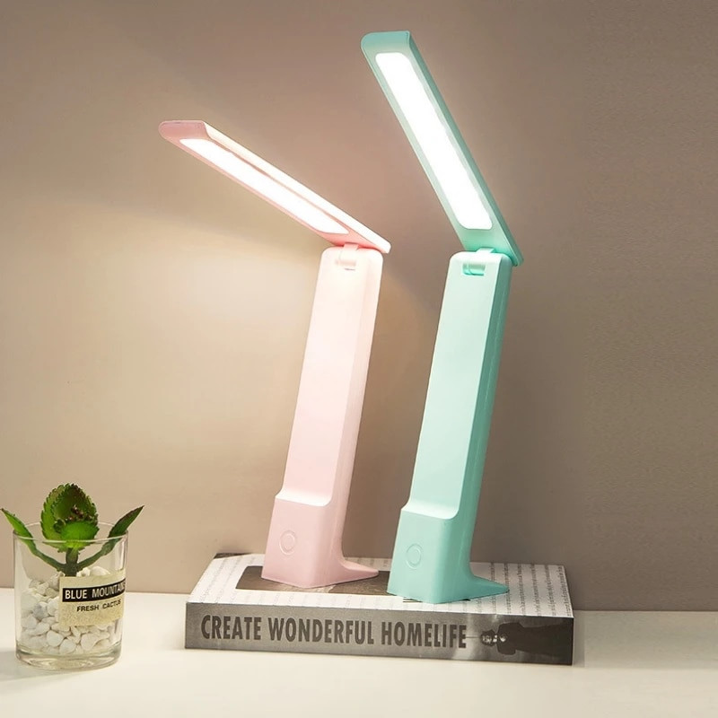 Asztali lámpa LED-es olvasólámpák 3 színű, szabályozható, érintéssel összehajtható USB újratölthető tanulóasztali lámpa Diák olvasó éjjeli lámpa