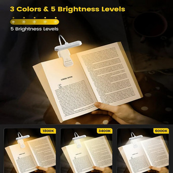 2023 Нова преносима кехлибарена лампа за книги с димируема нощна лампа за четене, щипка върху лампата за книги, грижа за очите, щипка за лампа за четене на книги