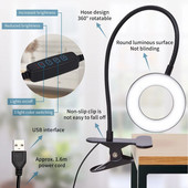 5-szörös nagyítócsipesz Lámpagyűrű Szépségtetoválás Hímzés Szépség Szempilla Manikűr Szemvédelem Javító Lámpa Usb