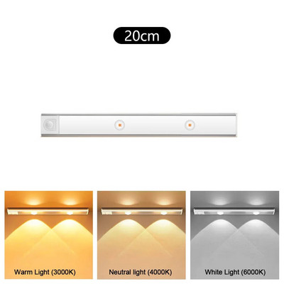 20/30/40 CM svjetiljka za ormarić Bežično ultra tanko LED svjetlo Senzor pokreta Noćno svjetlo Unutarnja rasvjeta Osjetljivo svjetlo za spavaću sobu