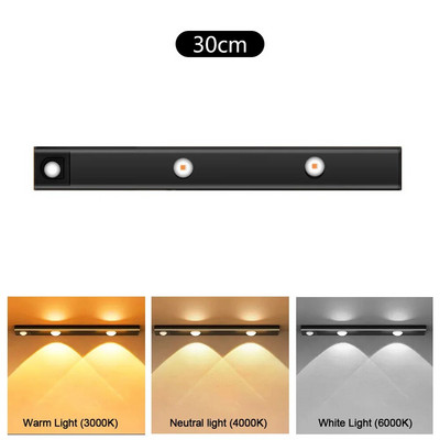 20/30/40 CM svjetiljka za ormarić Bežično ultra tanko LED svjetlo Senzor pokreta Noćno svjetlo Unutarnja rasvjeta Osjetljivo svjetlo za spavaću sobu