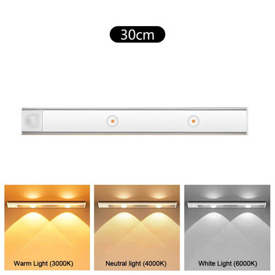 20/30/40 CM svjetiljka za ormarić Bežično ultra tanko LED svjetlo Senzor pokreta Noćno svjetlo Unutarnja rasvjeta Osjetljivo svjetlo za spavaću sobu