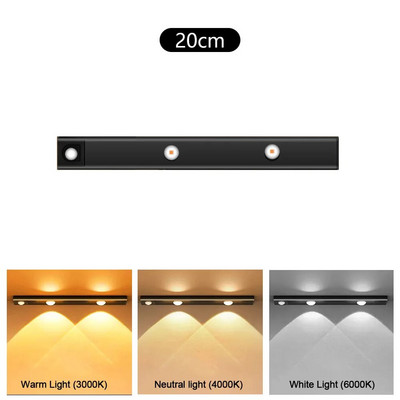 20/30/40 CM svjetiljka za ormarić Bežično ultra tanko LED svjetlo Senzor pokreta Noćno svjetlo Unutarnja rasvjeta Osjetljivo svjetlo za spavaću sobu