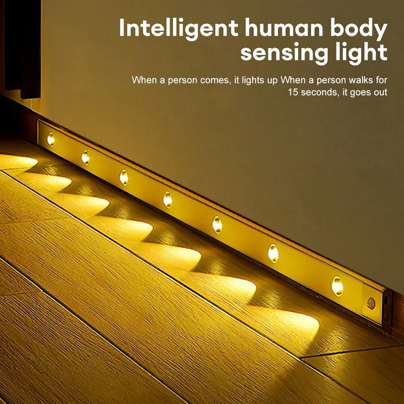 20/30/40 CM svjetiljka za ormarić Bežično ultra tanko LED svjetlo Senzor pokreta Noćno svjetlo Unutarnja rasvjeta Osjetljivo svjetlo za spavaću sobu