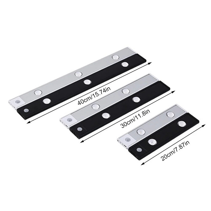 20/30/40 CM svjetiljka za ormarić Bežično ultra tanko LED svjetlo Senzor pokreta Noćno svjetlo Unutarnja rasvjeta Osjetljivo svjetlo za spavaću sobu