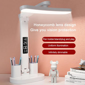 Επιτραπέζιο φωτιστικό ρολογιού LED USB Φορτιζόμενες ρυθμιζόμενες λάμπες γραφείου Πτυσσόμενη προστασία ματιών Επιτραπέζιος φωτισμός ανάγνωσης Φωτισμός νύχτας Φωτισμός μελέτης