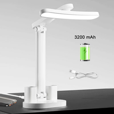 Επιτραπέζιο φωτιστικό ρολογιού LED USB Φορτιζόμενες ρυθμιζόμενες λάμπες γραφείου Πτυσσόμενη προστασία ματιών Επιτραπέζιος φωτισμός ανάγνωσης Φωτισμός νύχτας Φωτισμός μελέτης