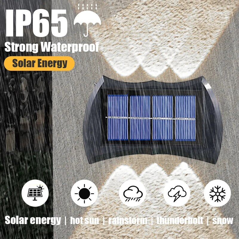 Šarena solarna zidna lampa Solarna led svjetiljka Vanjska vodootporna gore i dolje Svjetleća rasvjeta Topla svjetlost Balkon Dvorište Uređenje vrta
