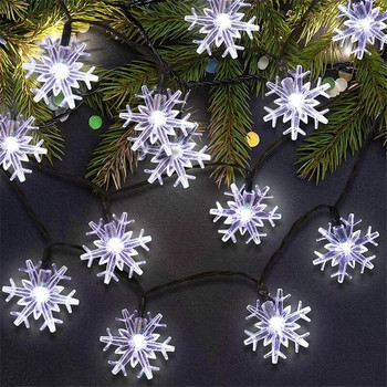 12m Solar Snowflake LED String Lights Fairy Lights Garland Χριστουγεννιάτικο δέντρο εξωτερικού χώρου Διακοσμήσεις κήπου σπιτιού Λάμπα