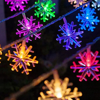 12 м слънчева снежинка LED светлини за връвни светлини Приказни светлини Гирлянда Външна новогодишна коледна елха Домашна градина Декорации Лампа
