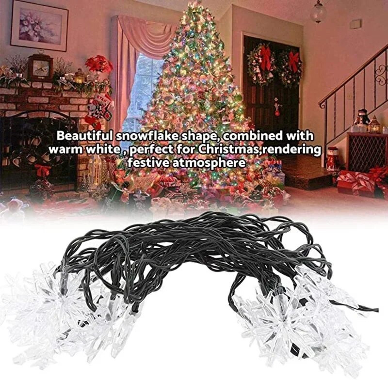 12 m solarna pahuljica LED svjetiljke s vilinskim svjetlima Girlanda za vanjsku novogodišnju božićnu jelku Ukrasi za kućni vrt Lampa