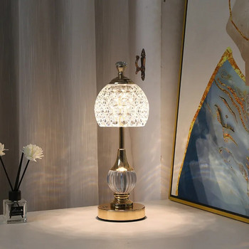 Νέο μεταλλικό κρύσταλλο ακρυλικό φωτιστικό γραφείου, φως αφής φόρτισης υπνοδωματίου, διακόσμηση Nordic ρετρό ατμόσφαιρας, μικρό νυχτερινό φως
