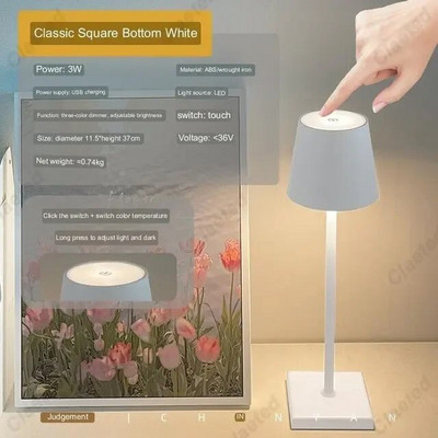 Clarted Modern Minimalist stalinis šviestuvas USB belaidžio įkrovimo LED metalinės stalinės lempos miegamajam Touch Creative Bedside Night Light