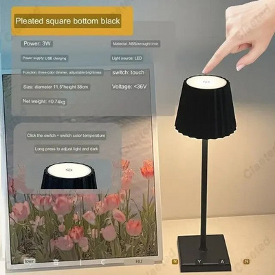 Clarted Modern Minimalist stalinis šviestuvas USB belaidžio įkrovimo LED metalinės stalinės lempos miegamajam Touch Creative Bedside Night Light