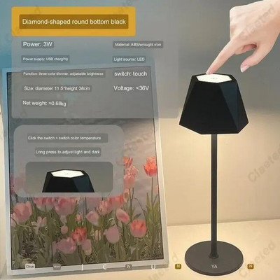 Clarted Modern Minimalist stalinis šviestuvas USB belaidžio įkrovimo LED metalinės stalinės lempos miegamajam Touch Creative Bedside Night Light