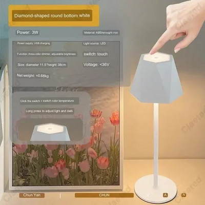 Clarted Modern Minimalist stalinis šviestuvas USB belaidžio įkrovimo LED metalinės stalinės lempos miegamajam Touch Creative Bedside Night Light