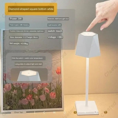 Clarted Modern Minimalist stalinis šviestuvas USB belaidžio įkrovimo LED metalinės stalinės lempos miegamajam Touch Creative Bedside Night Light