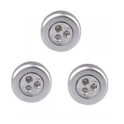 1/2/3 vnt. 3 LED jutiklinis valdymas Naktinės šviesos apvali lempa po spintele Spintelė ant lempos Namų virtuvė Miegamasis Automobilis