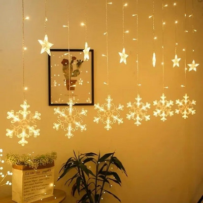 Karácsonyi fények Solar Moon Star LED fényfüzér dekoráció otthoni kültéri esküvői Led függönylámpa ünnepi dekorációhoz