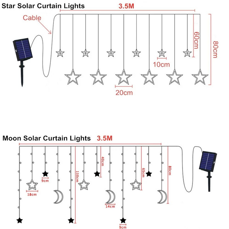 Karácsonyi fények Solar Moon Star LED fényfüzér dekoráció otthoni kültéri esküvői Led függönylámpa ünnepi dekorációhoz