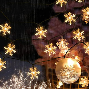 12m Solar Snowflakes Led String Fairy Lights Χριστουγεννιάτικο Δέντρο Πάρτυ Σπίτι Εξωτερική Νεράιδα Γιορτινή Γαμήλια Διακοσμητικό Φωτιστικό Γιρλάντα