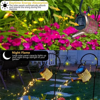 Κοίλο Σφυρήλατο Σίδηρο Αστέρι Λάμπα Ντους Ηλιακό Ποτιστήρι Fairy Light Διακόσμηση Κήπου Ντους & Ελαφρύ γκαζόν Διακοσμήσεις αυλής