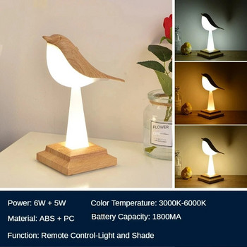 Модерна сврака птица Настолна лампа творческа нощна светлина докосване зареждане атмосфера светлина кола ароматерапия декоративна светлина Home Decor