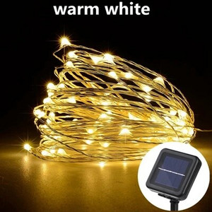LED Solar Fairy Lights Lámpa kültéri 7M 12M 22M LED String Vízálló Holiday Party Garland Solar Garden Karácsonyi Fények