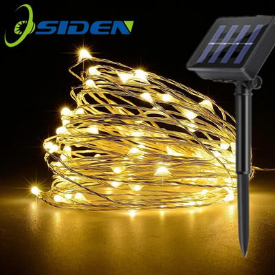 LED Solar Fairy Lights Lámpa kültéri 7M 12M 22M LED String Vízálló Holiday Party Garland Solar Garden Karácsonyi Fények