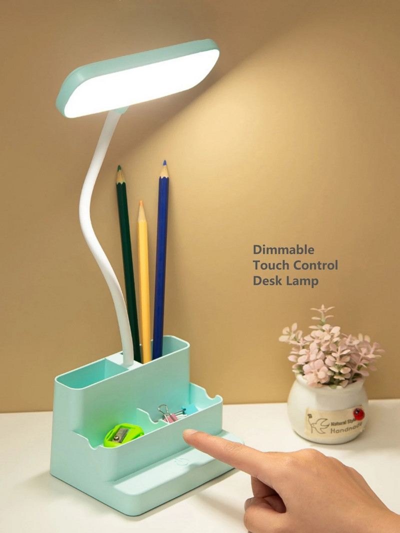 LED-es asztali lámpa Szemvédelem Érintés szabályozható LED-es lámpa Diákkollégiumi Hálószoba Olvasás USB Újratölthető