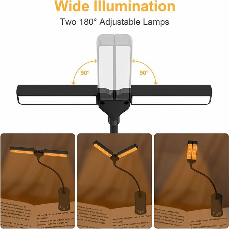 Punjiva svjetiljka za knjige u krevetu 2 podesive LED svjetiljke za čitanje na kopču Prijenosna lampa za čitanje knjiga Mini noćna svjetiljka za dječju spavaću sobu