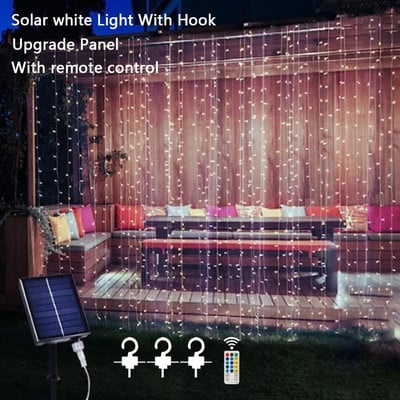 Solarne LED svjetiljke od ledenice Božićna zavjesa Vilinska svjetla Garland Daljinski vanjski za novogodišnje vjenčanje Ulični praznični dekor