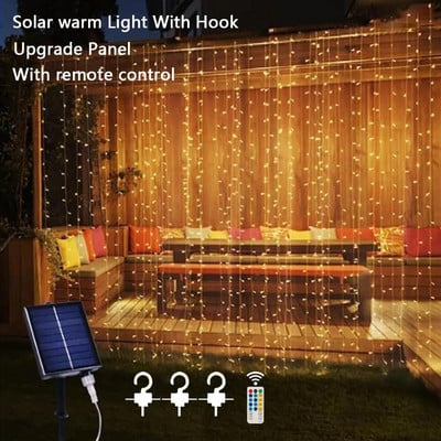Solarne LED svjetiljke od ledenice Božićna zavjesa Vilinska svjetla Garland Daljinski vanjski za novogodišnje vjenčanje Ulični praznični dekor