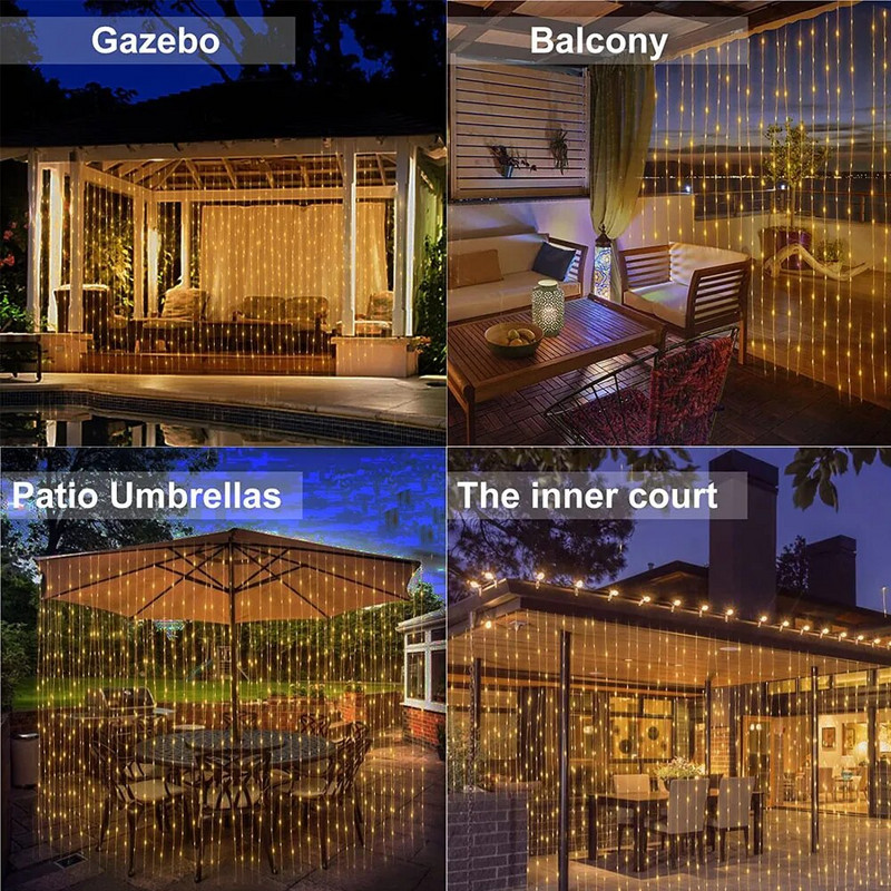 Solarne LED svjetiljke od ledenice Božićna zavjesa Vilinska svjetla Garland Daljinski vanjski za novogodišnje vjenčanje Ulični praznični dekor