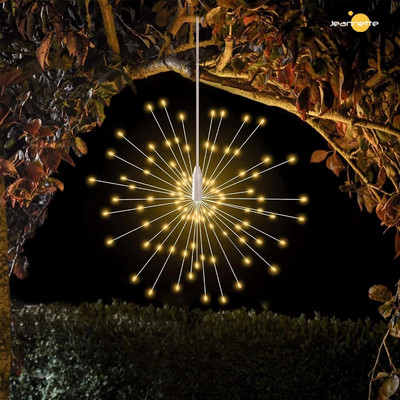 Pakabinamas saulės fejerverkų apšvietimas 90/120/150/200 Led Star Burst Light lauko vandeniui atsparus 8 režimų karnizo sodo eglutės kalėdinis dekoras