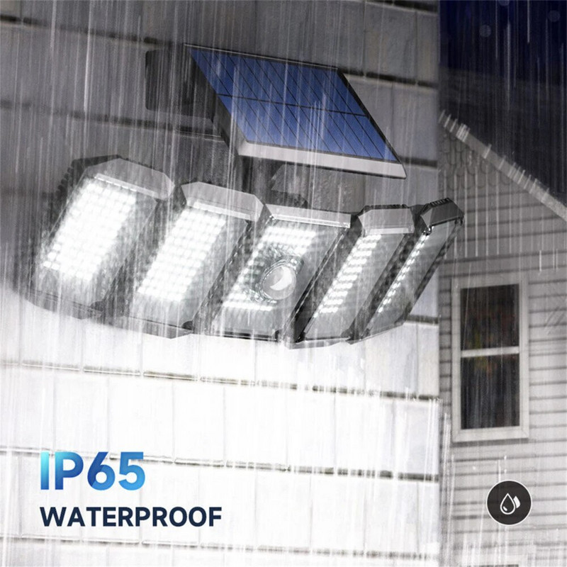 Lauko saulės šviestuvai 5 reguliuojamos galvutės LED judesio jutiklio lemputės belaidžiai galingas prožektorius, atsparus vandeniui vidinio kiemo sodui