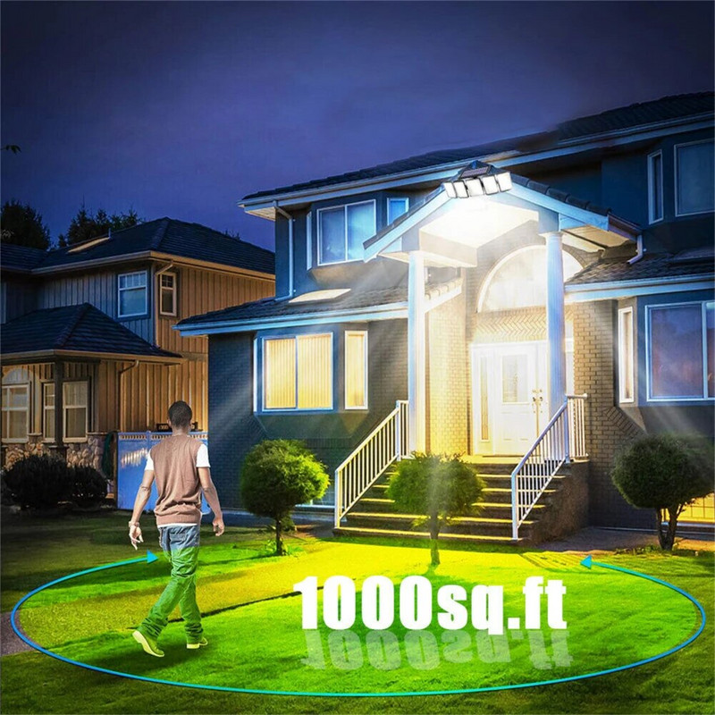 Lauko saulės šviestuvai 5 reguliuojamos galvutės LED judesio jutiklio lemputės belaidžiai galingas prožektorius, atsparus vandeniui vidinio kiemo sodui