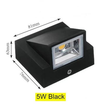 Izuzetan dizajn LED zidna svjetiljka s jednom glavom 5W 10W COB Zidni svijećnjak za trijem Unutarnja vanjska pejzažna rasvjeta AC110 220V