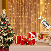 LED vijenci za zavjese, 8 načina rada, USB daljinski upravljač, bajkovita svjetla, žica, vjenčani ukras, božićni dekor za festivalsku svjetiljku