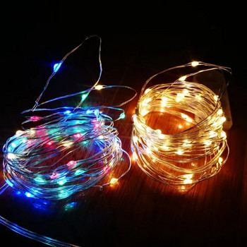 1m-30m LED струнна светлина 8 цвята феерични светлини LED медна жица захранвана от батерия за сватбено тържество Коледен декор Празничен гирлянд
